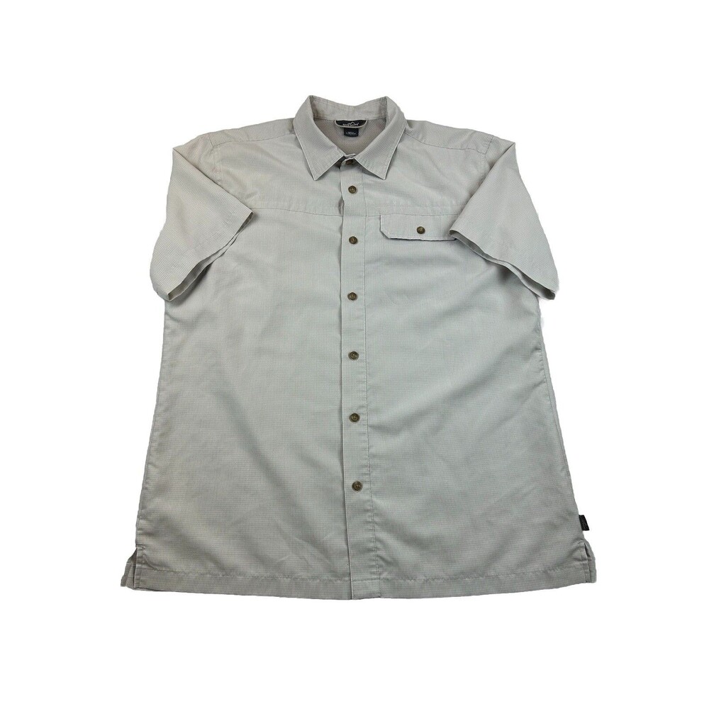 Eddie Bauer Lightweight Button Up Shirt Mens L Vented Pocket Rayon Polyester